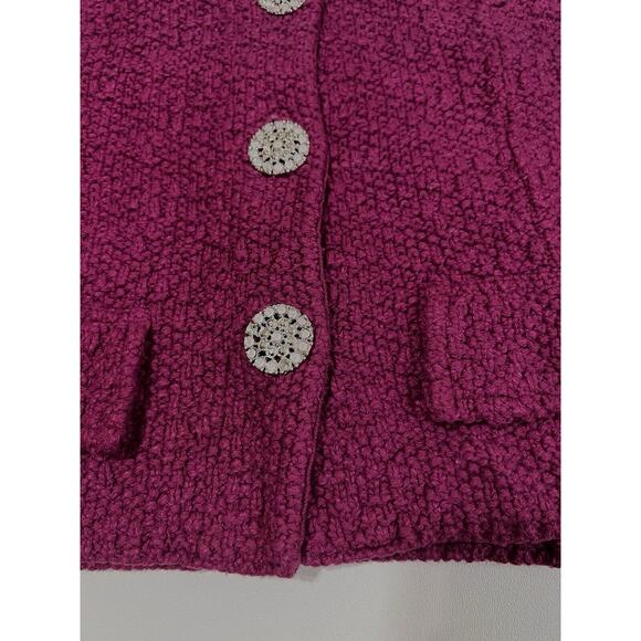 Willow Jacket Women Small Purple Pink Sweater Jeweled Buttons Blazer Cable Knit - Picture 8 of 9